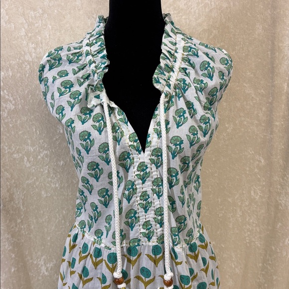 Chelsea & Theodore Split-Neck Tiered Midi Dress sz2X - Picture 3 of 14